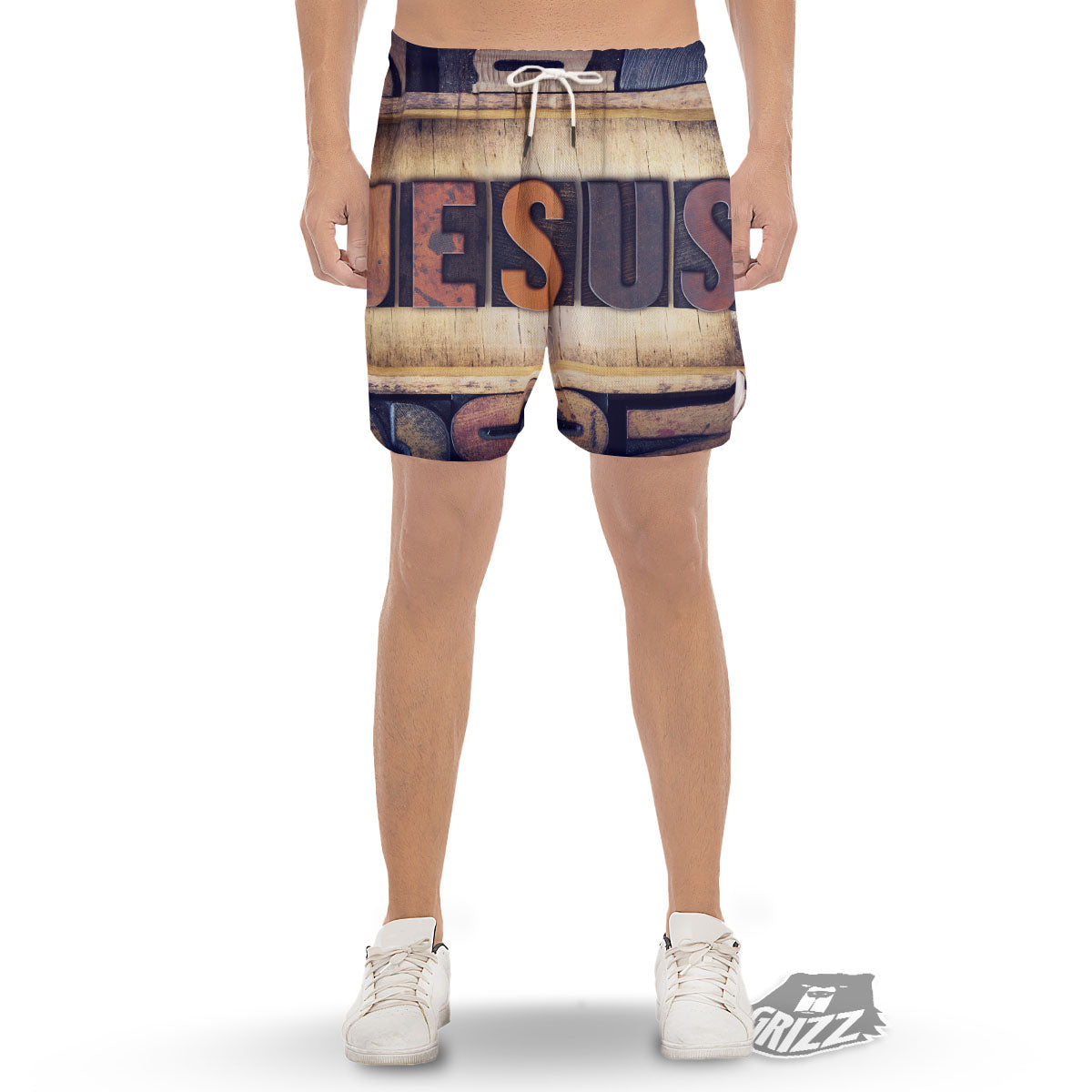 Religious Jesus Words Print Men's Gym Shorts-grizzshop