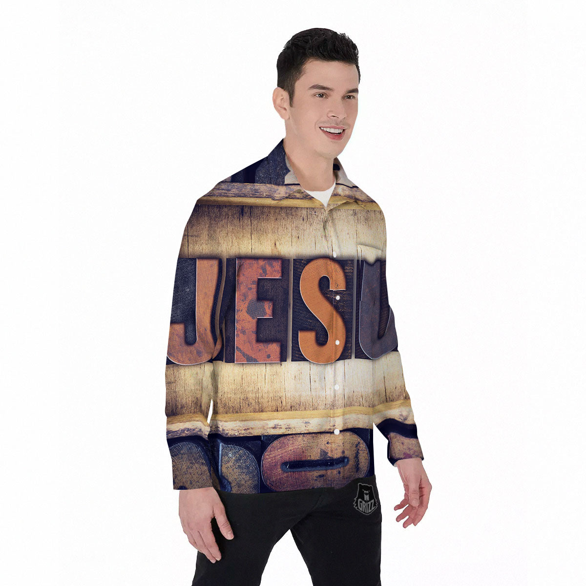 Religious Jesus Words Print Men's Long Sleeve Shirts-grizzshop