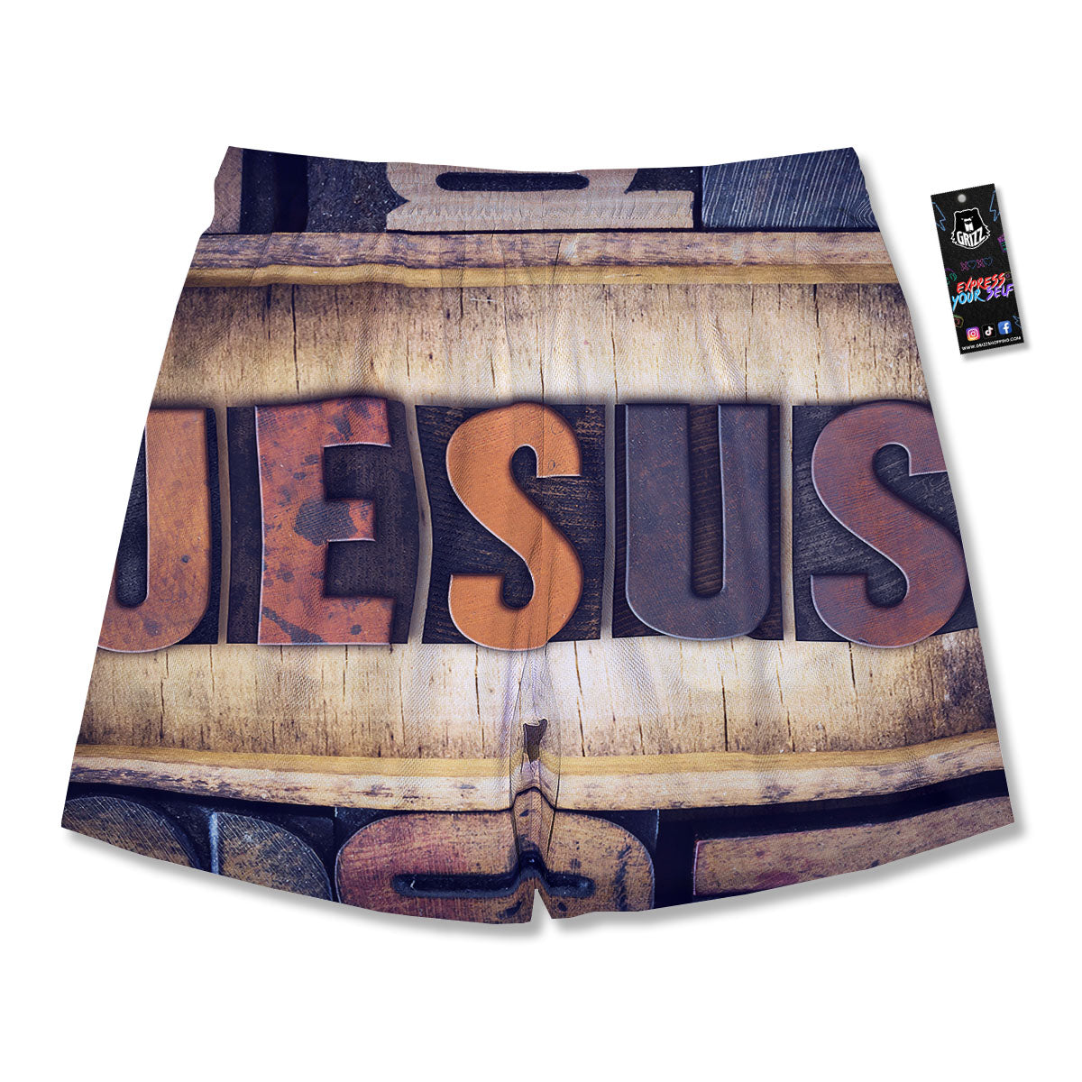 Religious Jesus Words Print Men's Running Shorts-grizzshop