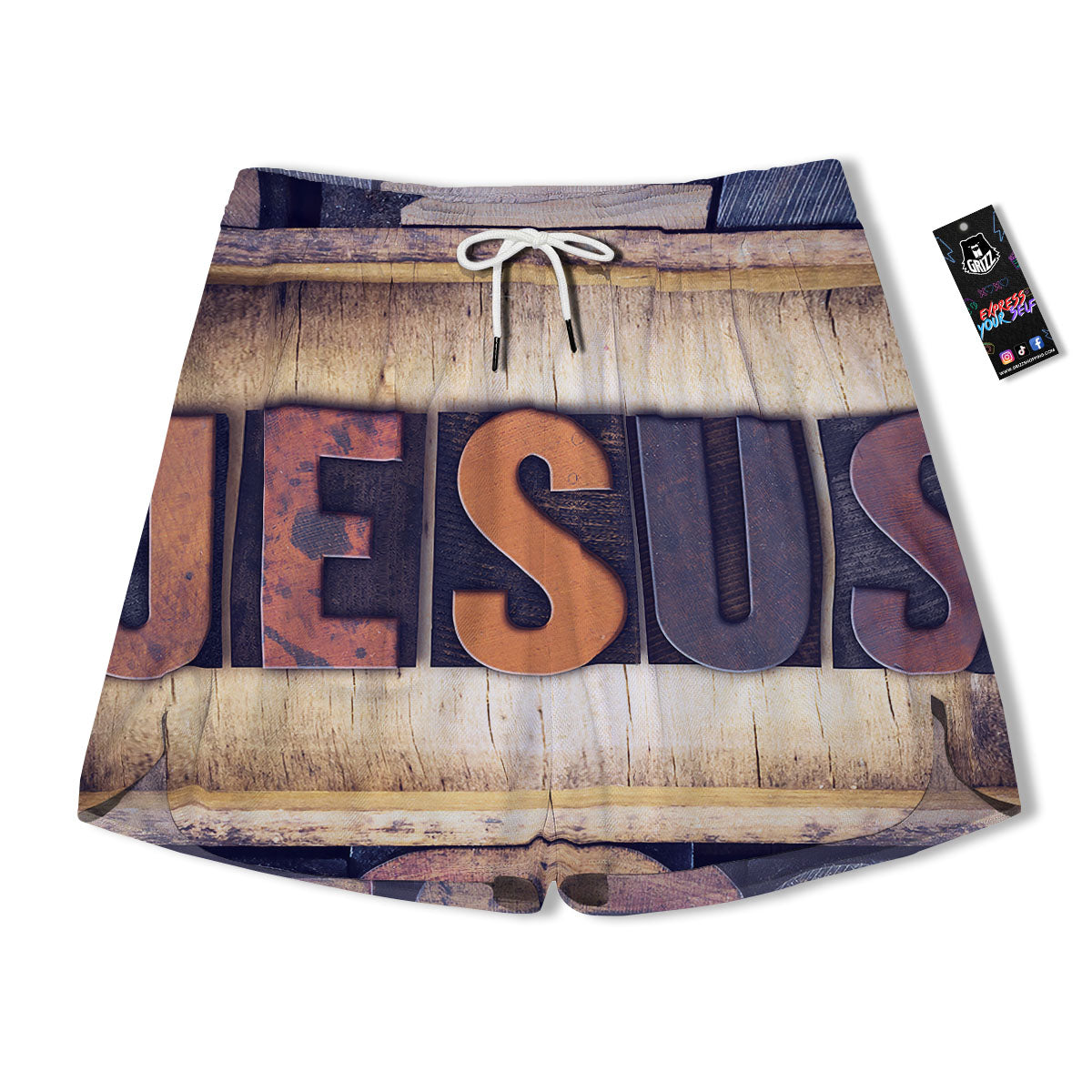 Religious Jesus Words Print Men's Running Shorts-grizzshop