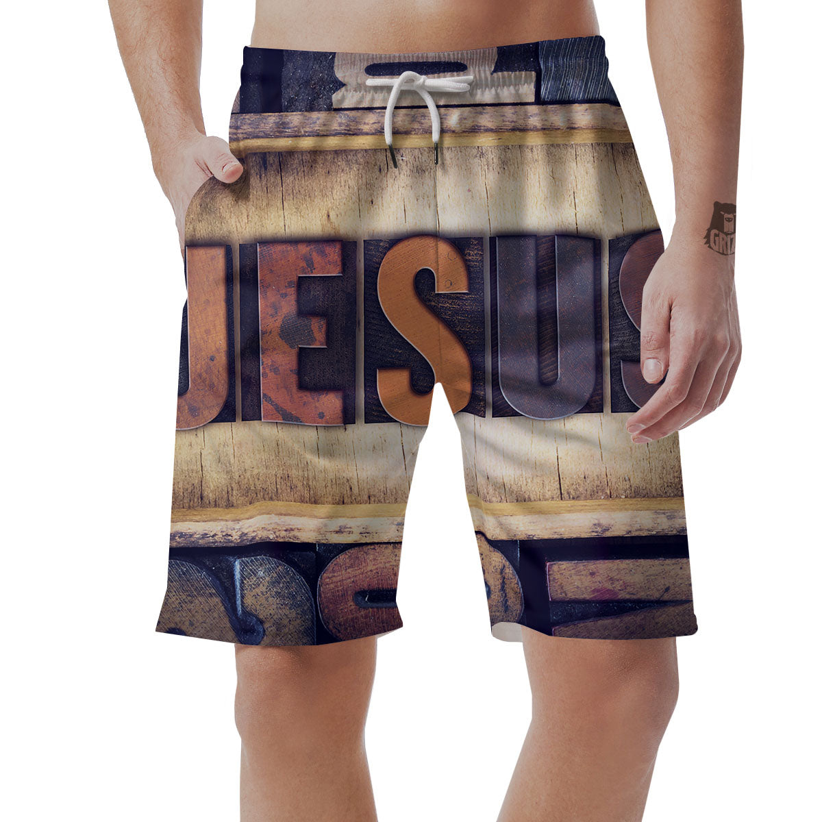 Religious Jesus Words Print Men's Shorts-grizzshop