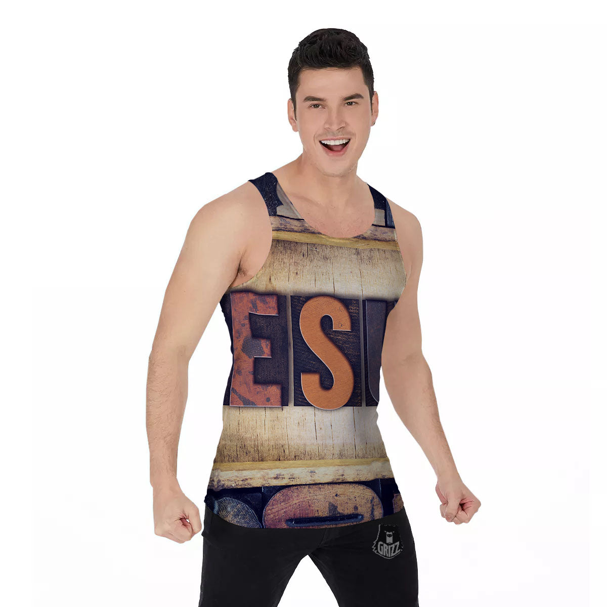 Religious Jesus Words Print Men's Tank Top-grizzshop