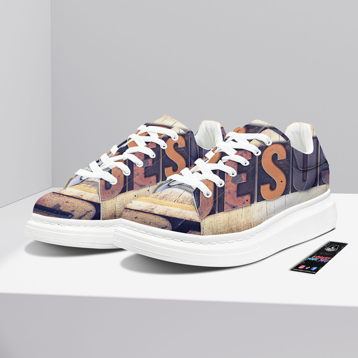 Religious Jesus Words Print Platform Shoes-grizzshop