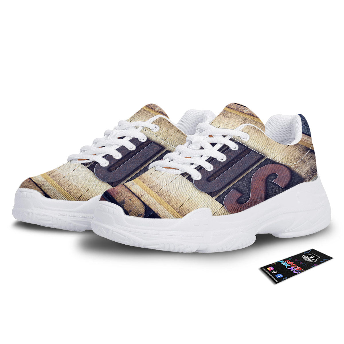 Religious Jesus Words Print White Chunky Shoes-grizzshop