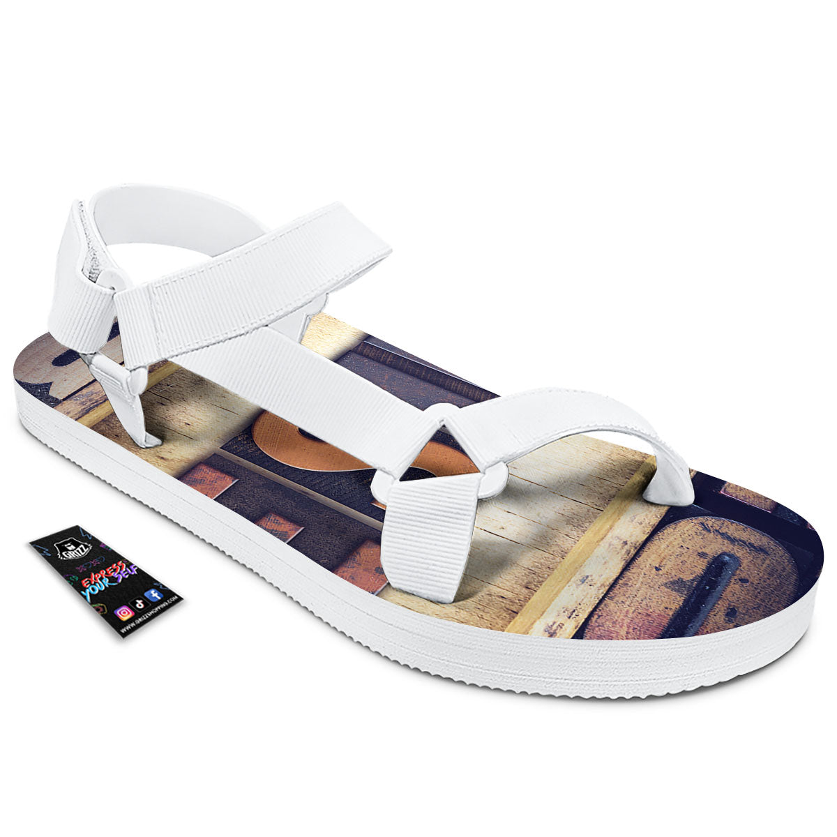 Religious Jesus Words Print White Open Toe Sandals-grizzshop