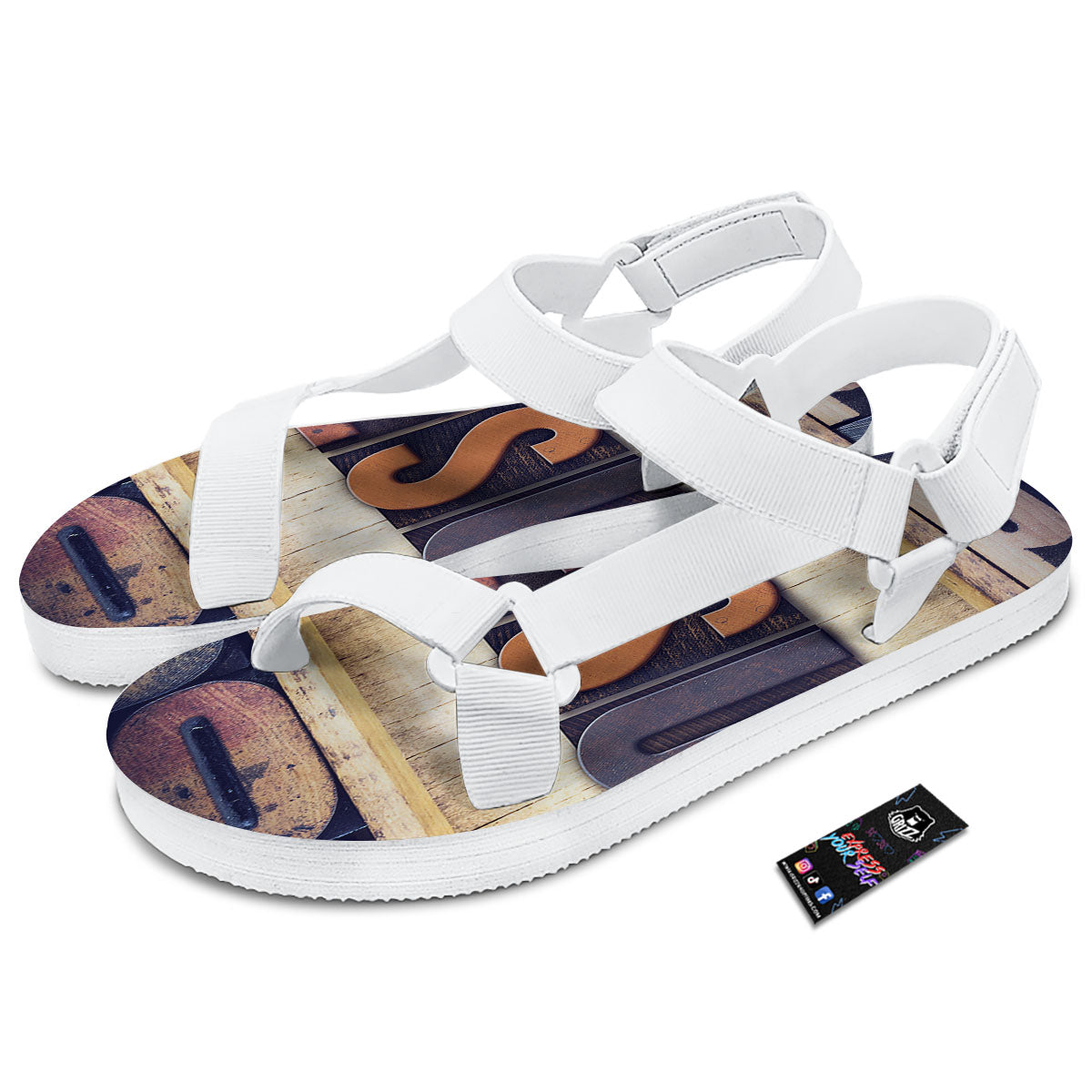 Religious Jesus Words Print White Open Toe Sandals-grizzshop