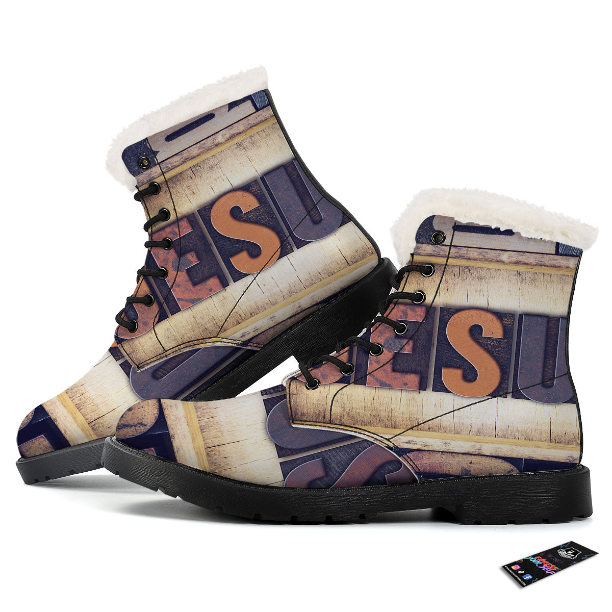 Religious Jesus Words Print Winter Boots-grizzshop