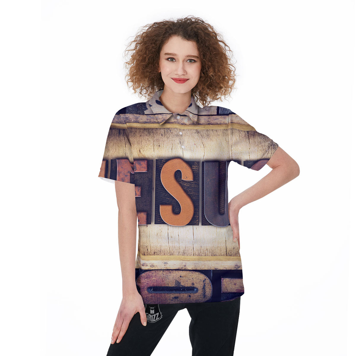 Religious Jesus Words Print Women's Golf Shirts-grizzshop