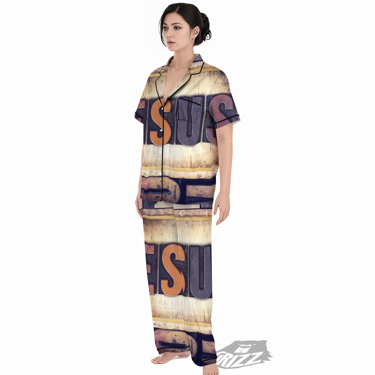 Religious Jesus Words Print Women's Pajamas Set-grizzshop