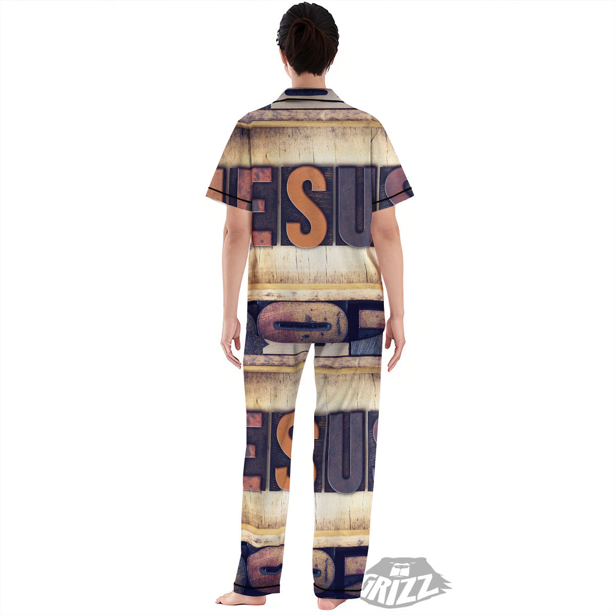 Religious Jesus Words Print Women's Pajamas Set-grizzshop