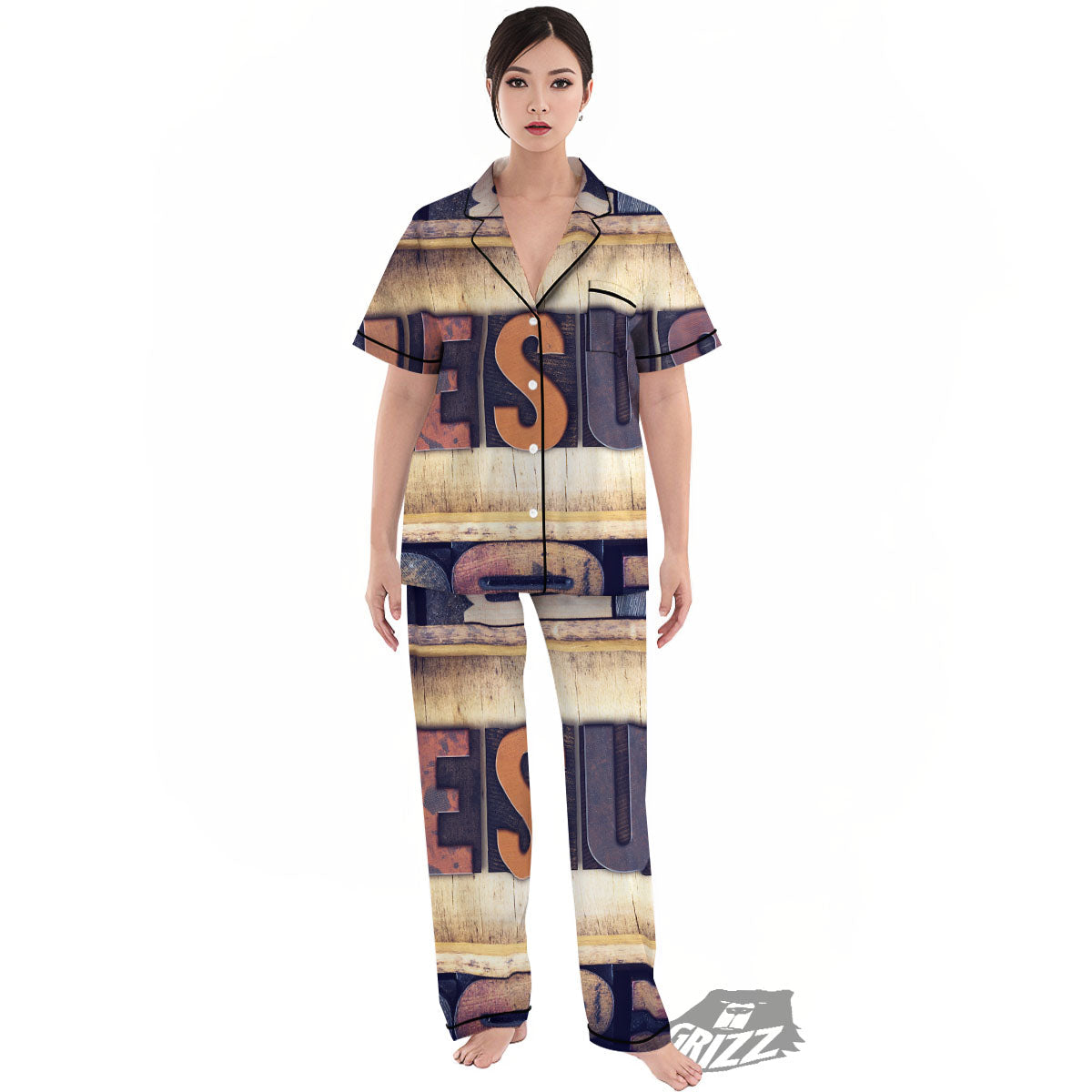 Religious Jesus Words Print Women's Pajamas Set-grizzshop