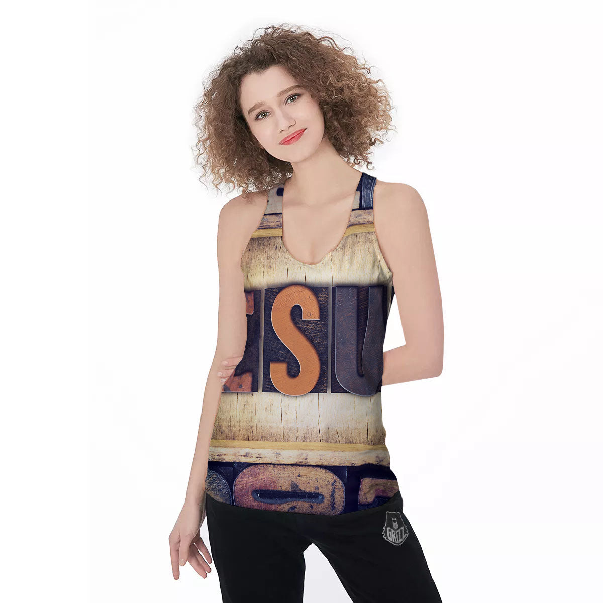 Religious Jesus Words Print Women's Racerback Tank Top-grizzshop