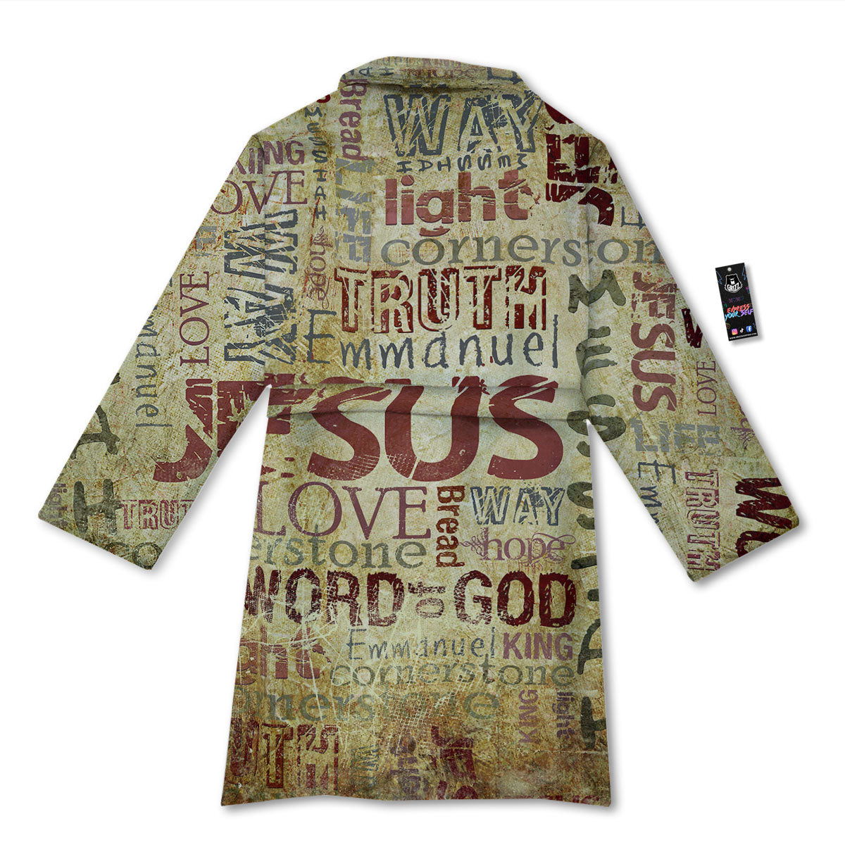 Religious Of God Word Print Bathrobe-grizzshop
