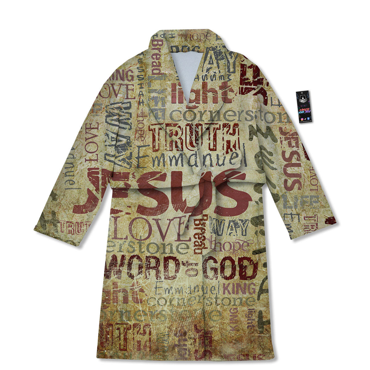 Religious Of God Word Print Bathrobe-grizzshop