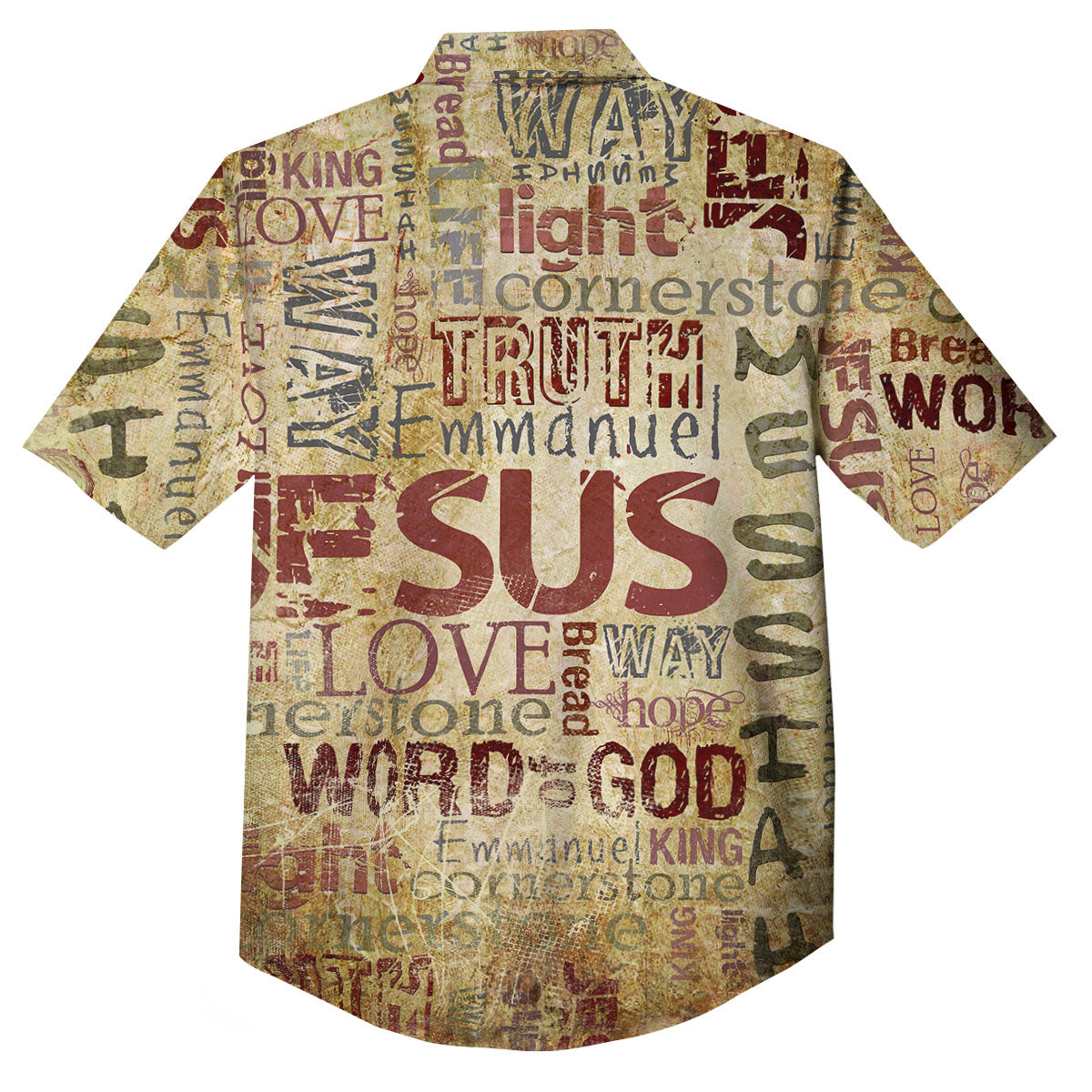 Religious Of God Word Print Button Up Shirt-grizzshop
