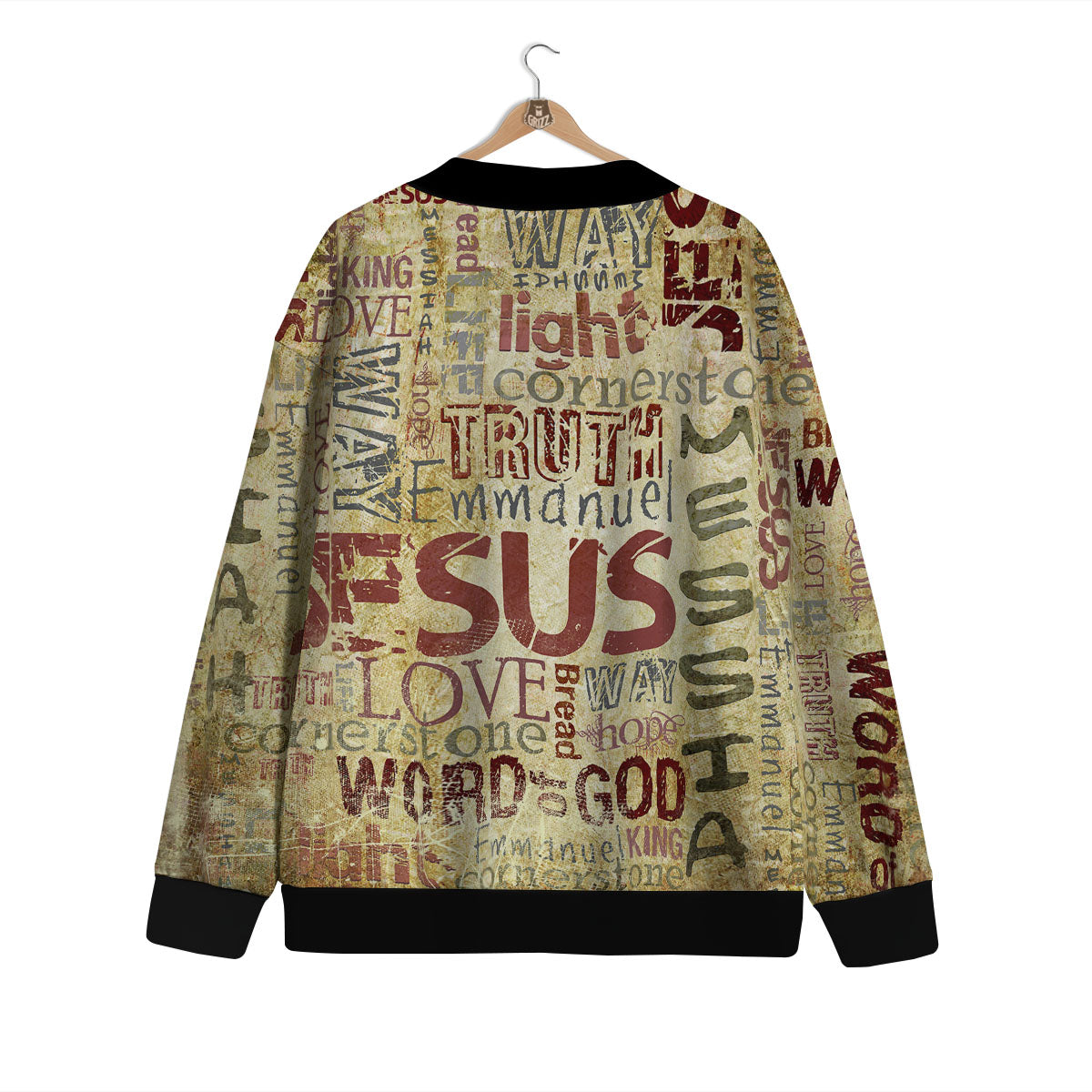 Religious Of God Word Print Cardigan-grizzshop