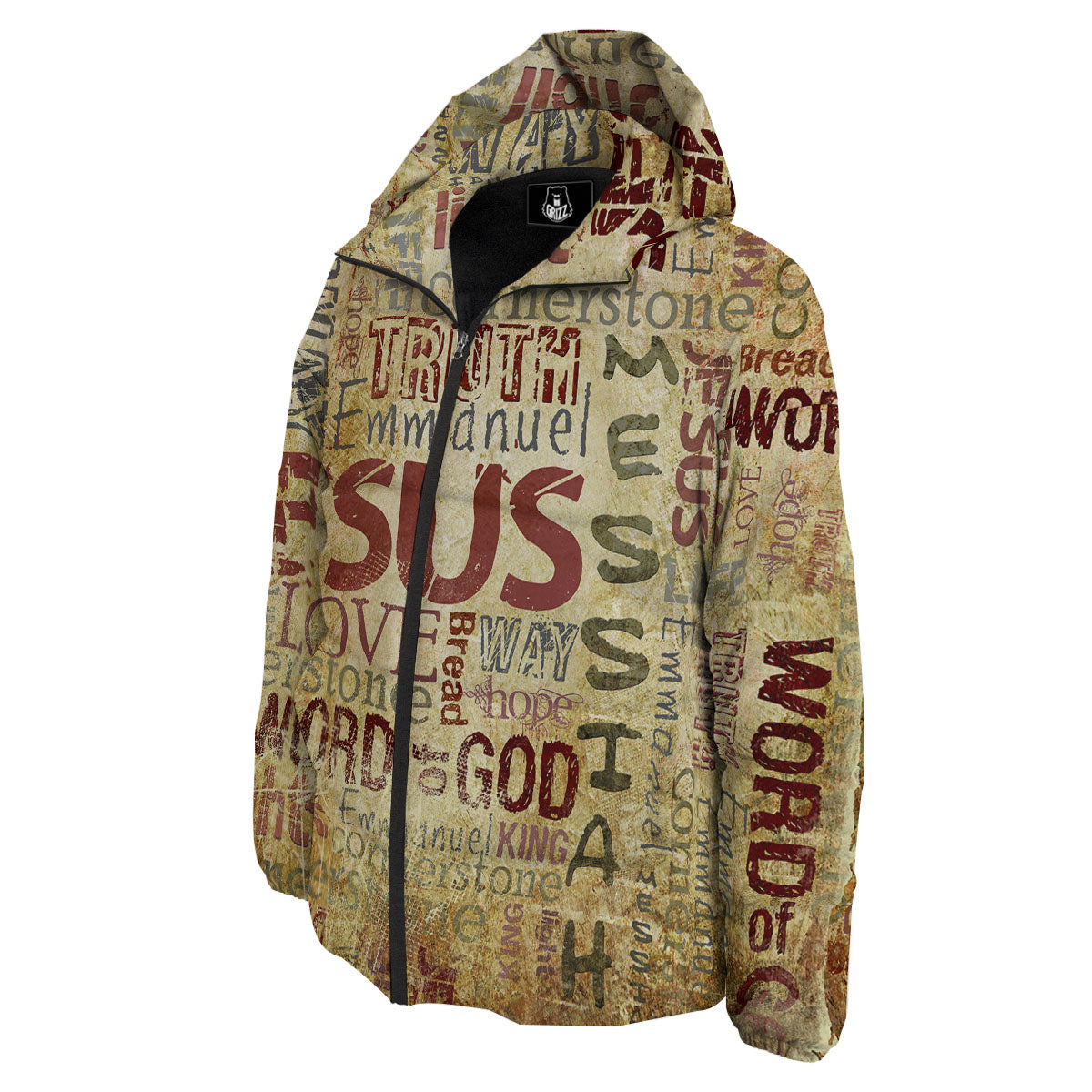 Religious Of God Word Print Down Jacket-grizzshop