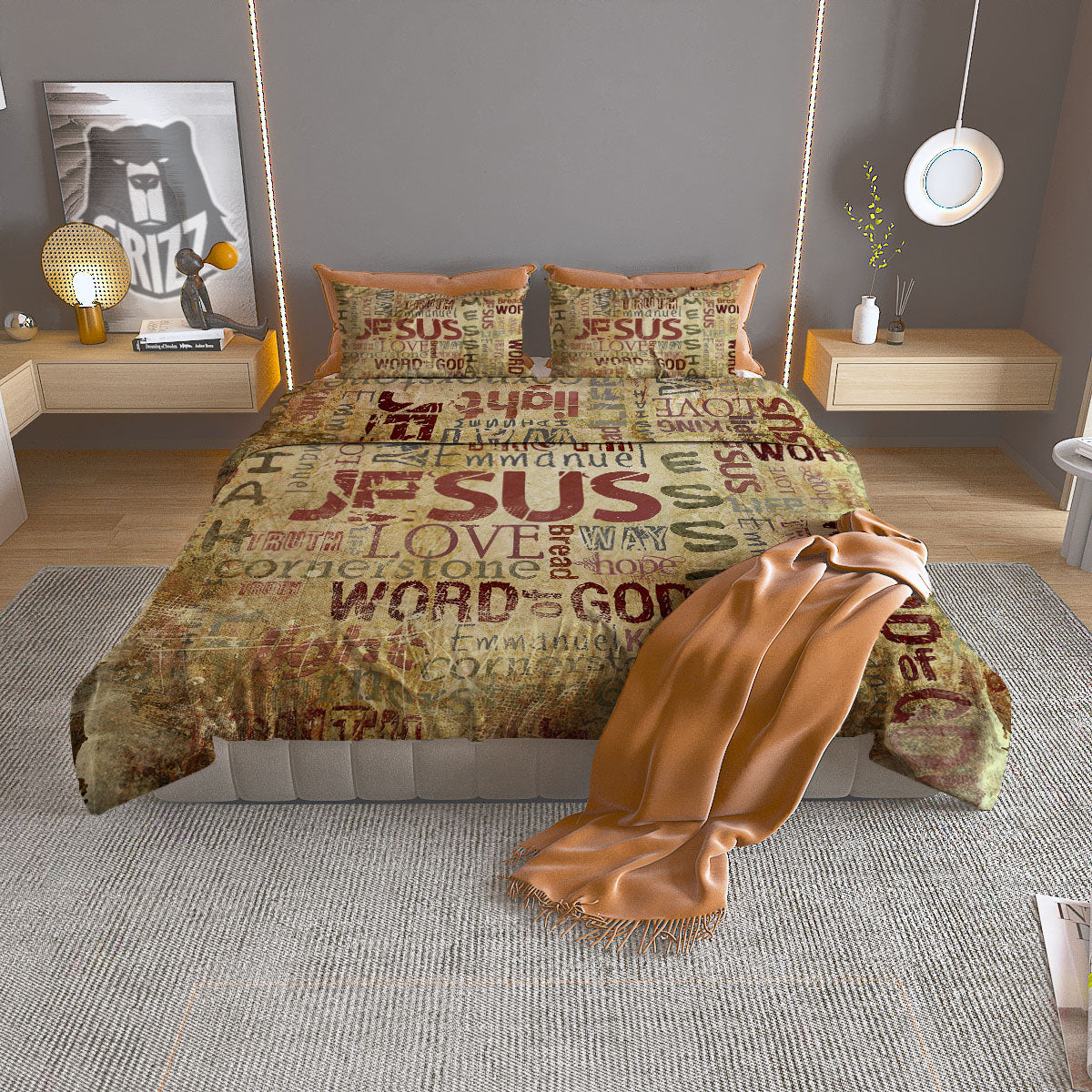 Records Vinyl Vintage Print Pattern Duvet Cover Bedding Set