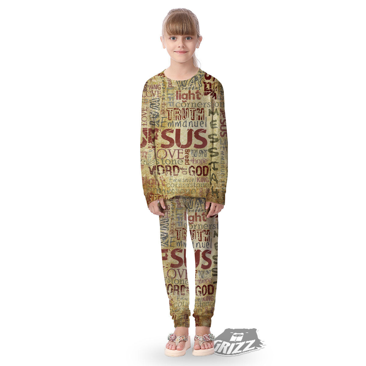 Religious Of God Word Print Kid's Pajamas-grizzshop
