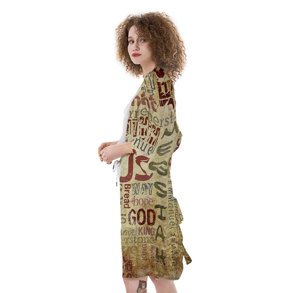 Religious Of God Word Print Kimono-grizzshop