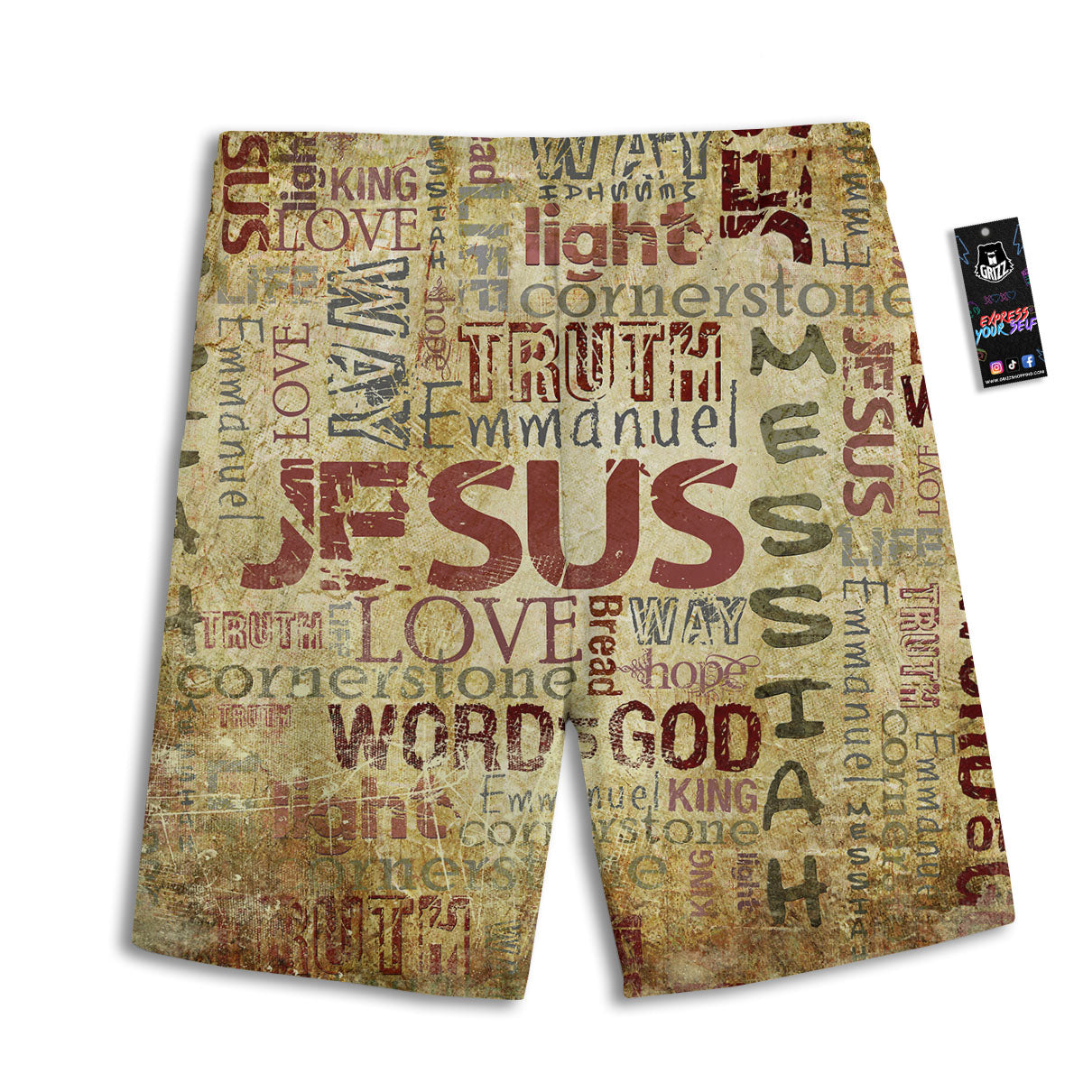 Religious Of God Word Print Men's Athletic Shorts