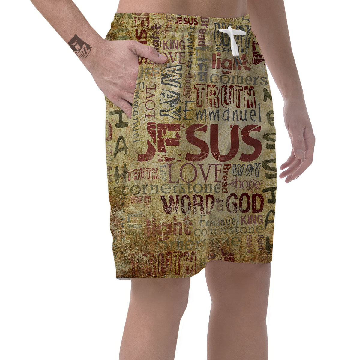 Religious Of God Word Print Men's Shorts-grizzshop