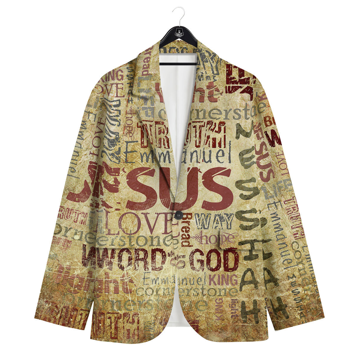 Religious Of God Word Print Men's Sport Coat-grizzshop