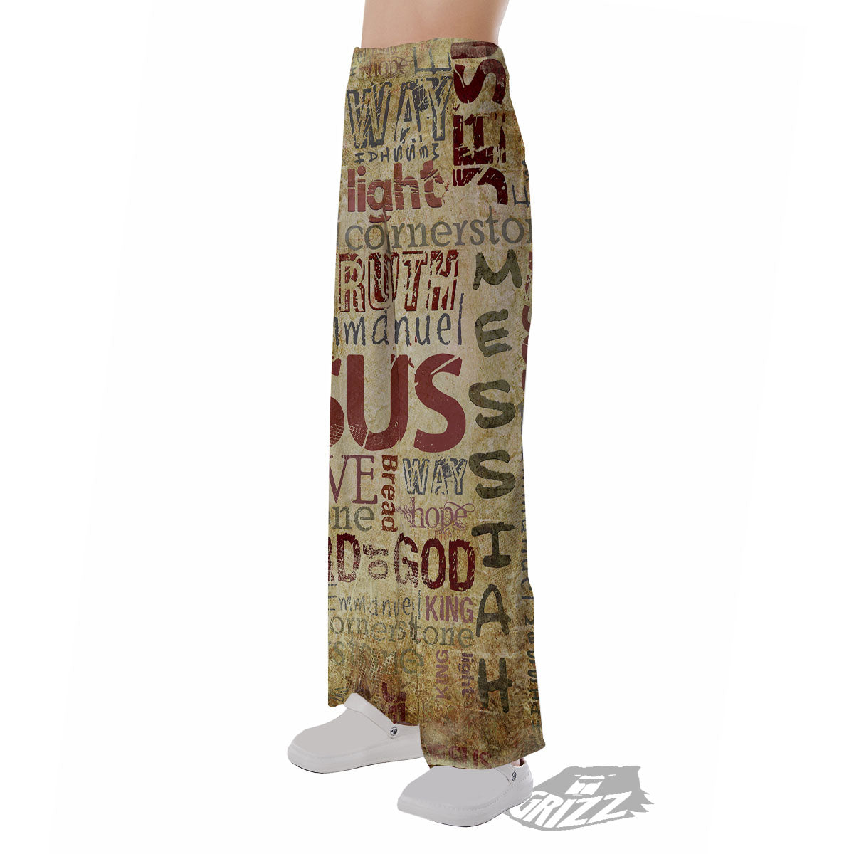 Religious Of God Word Print Pajama Pants-grizzshop