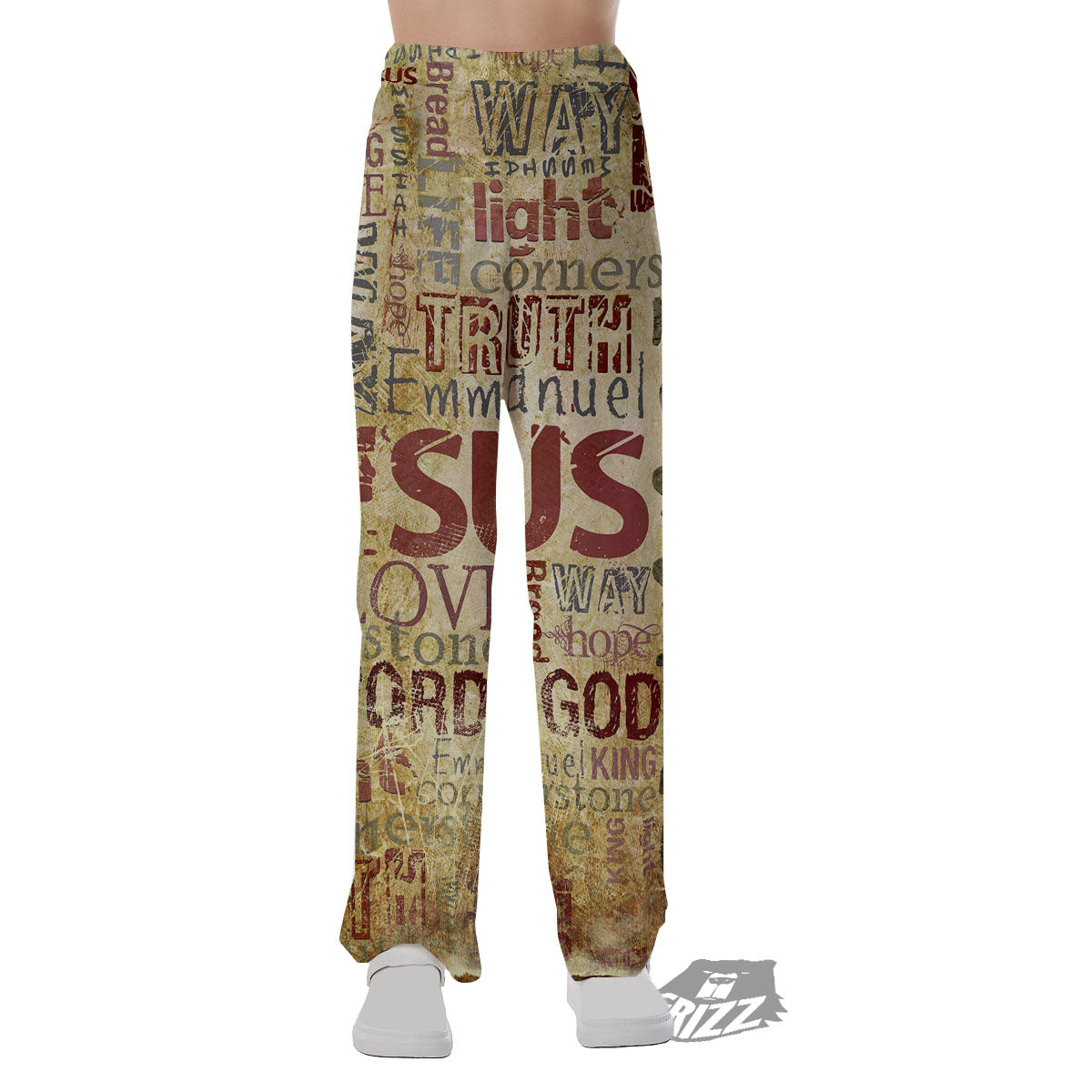 Religious Of God Word Print Pajama Pants-grizzshop