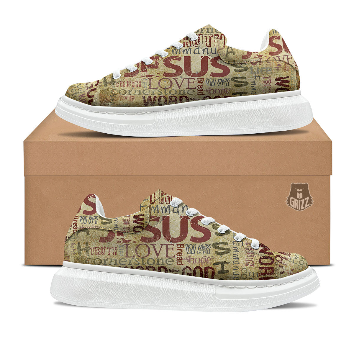 Religious Of God Word Print Platform Shoes-grizzshop