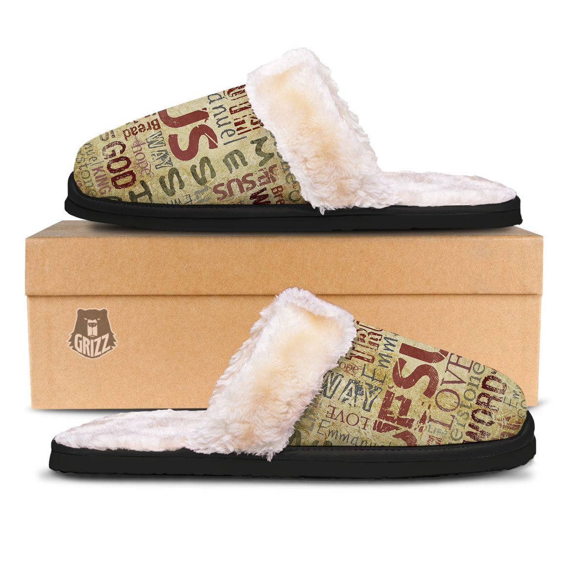 Religious Of God Word Print Slippers-grizzshop