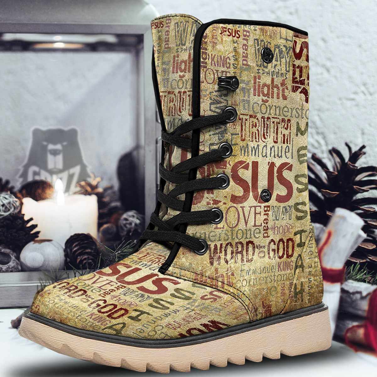 Religious Of God Word Print Snow Boots-grizzshop