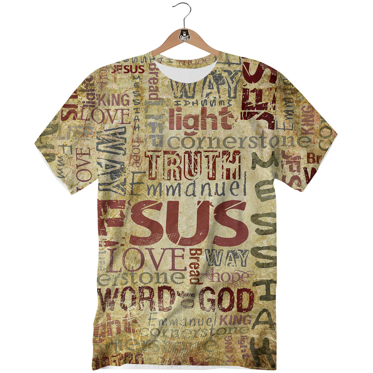 Religious Of God Word Print T-Shirt-grizzshop