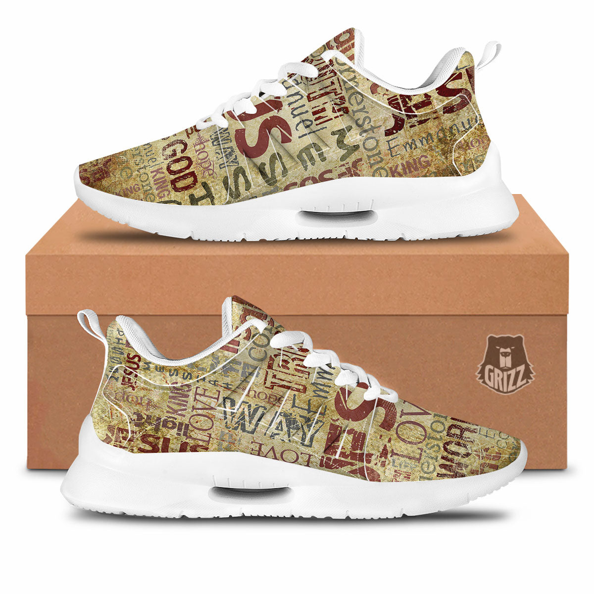 Religious Of God Word Print Tennis Shoes-grizzshop