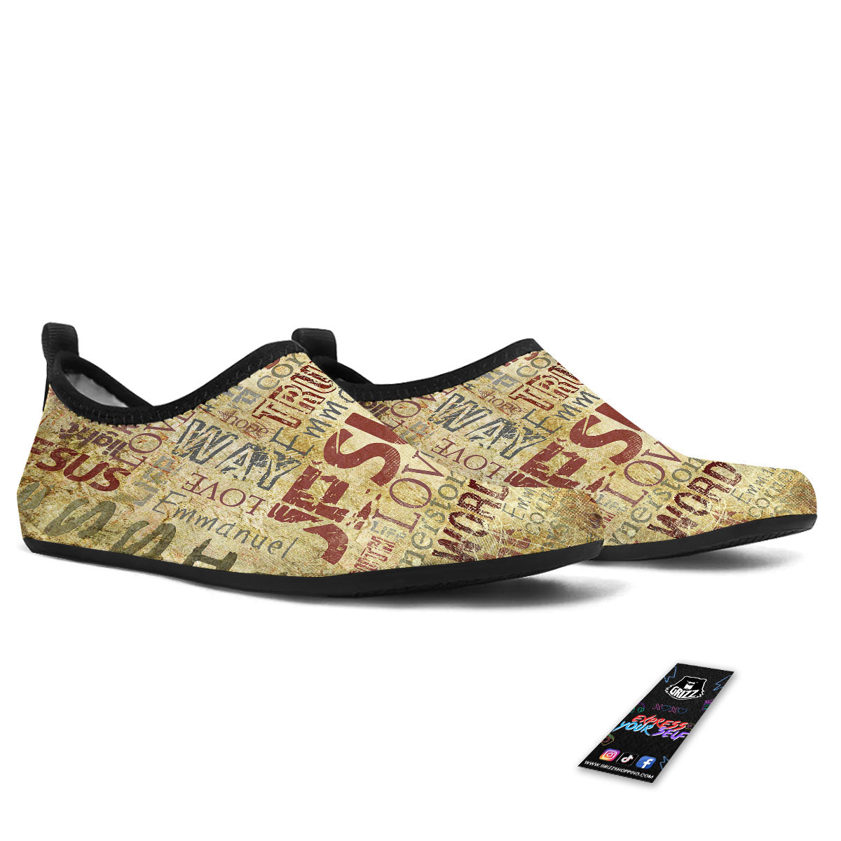 Religious Of God Word Print Water Shoes-grizzshop