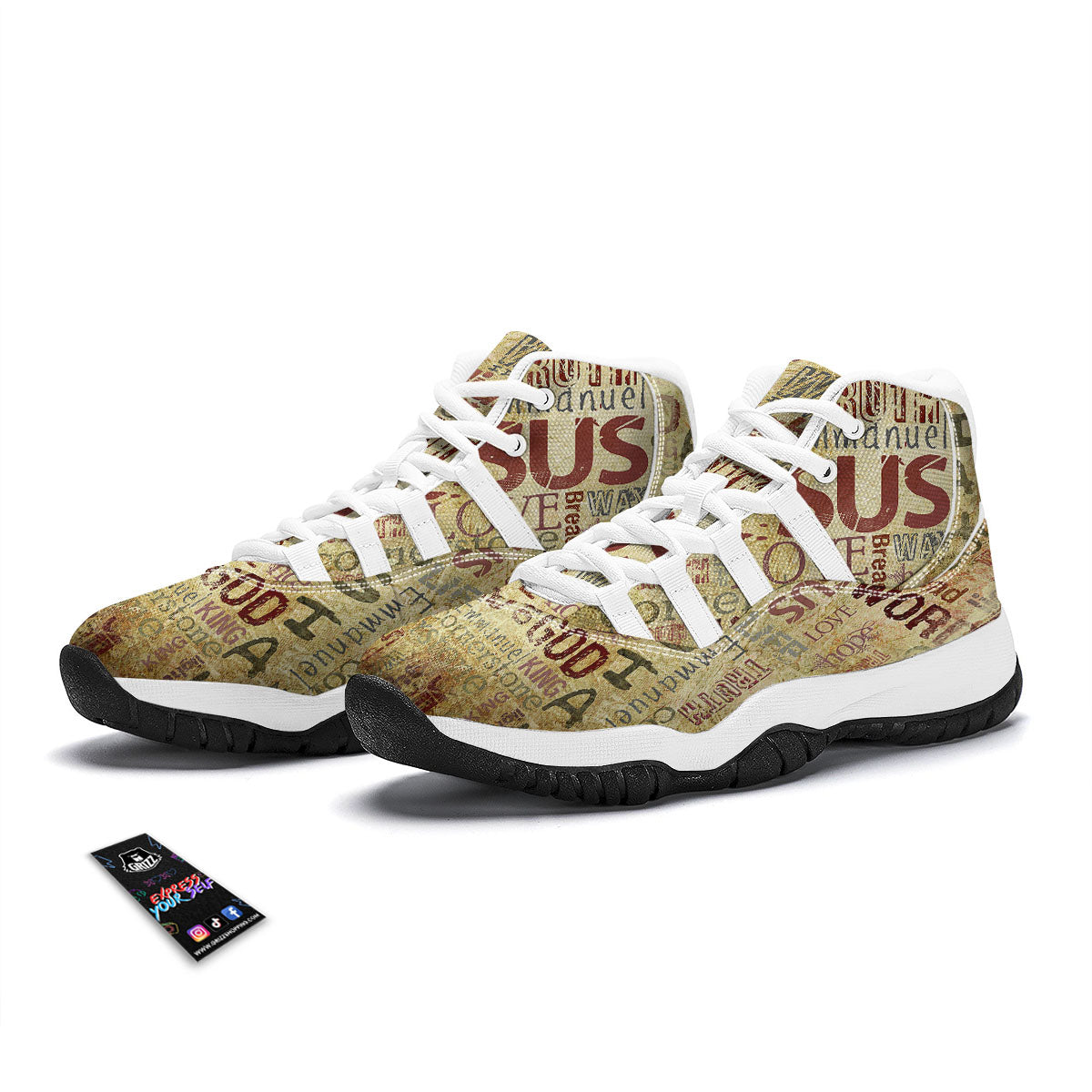 Religious Of God Word Print White Bball Shoes-grizzshop