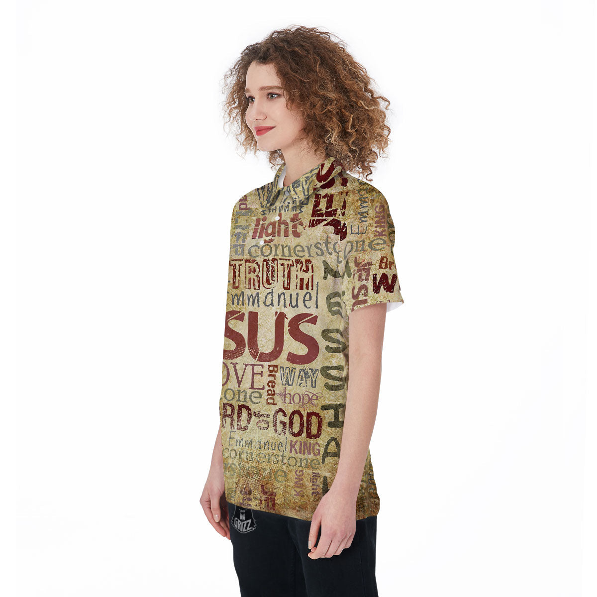 Religious Of God Word Print Women's Golf Shirts-grizzshop