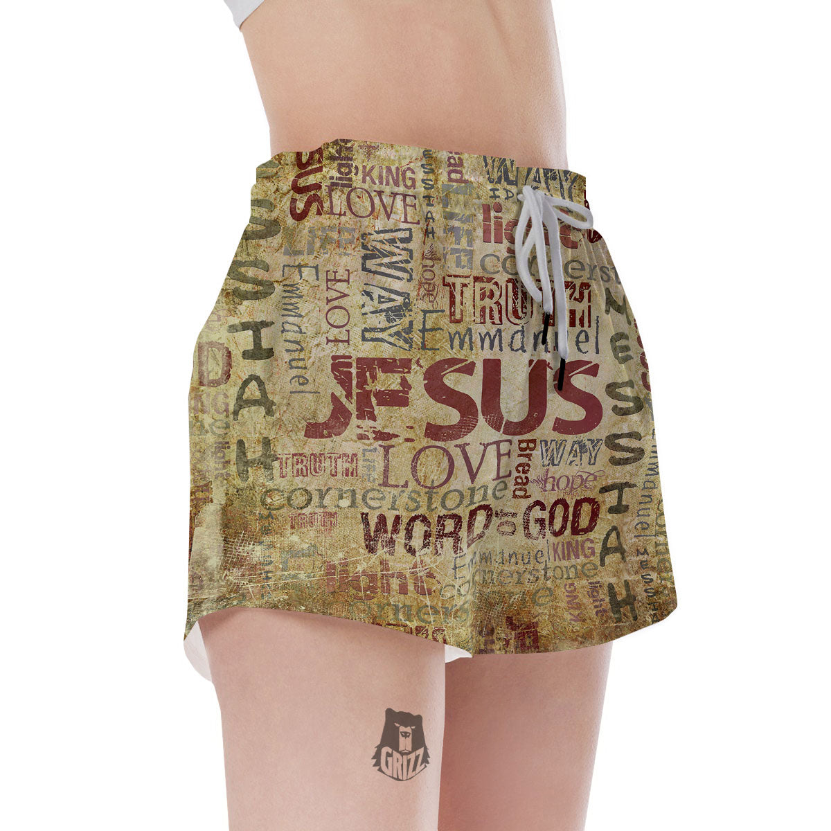 Religious Of God Word Print Women's Shorts-grizzshop