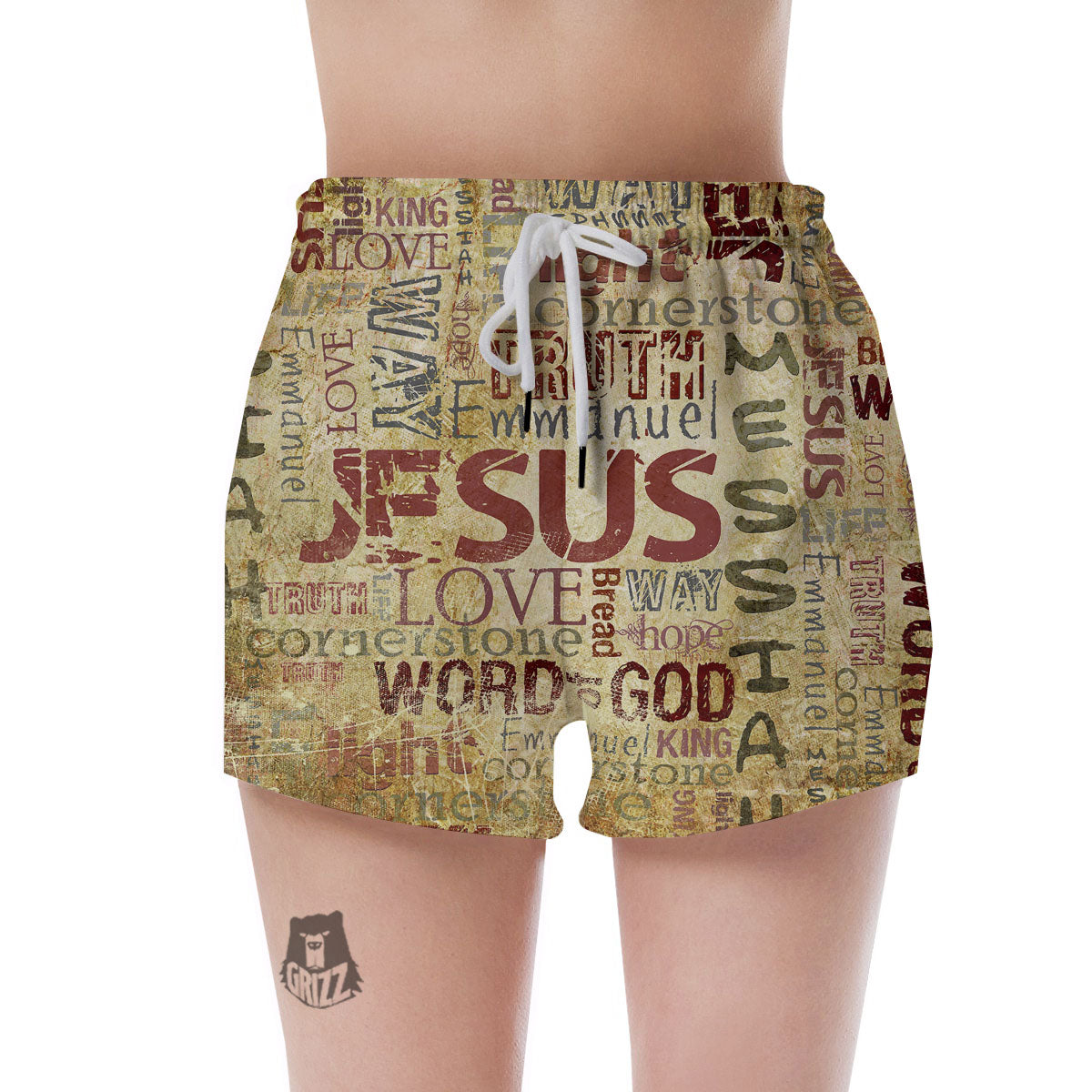 Religious Of God Word Print Women's Shorts-grizzshop