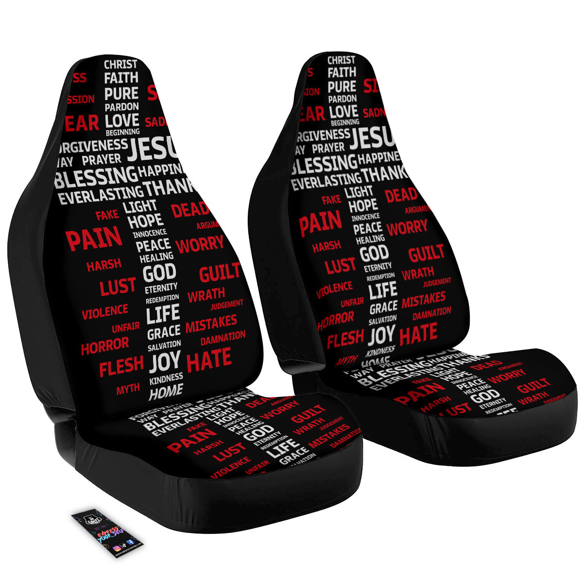 Religious Words Christian Cross Print Car Seat Covers-grizzshop