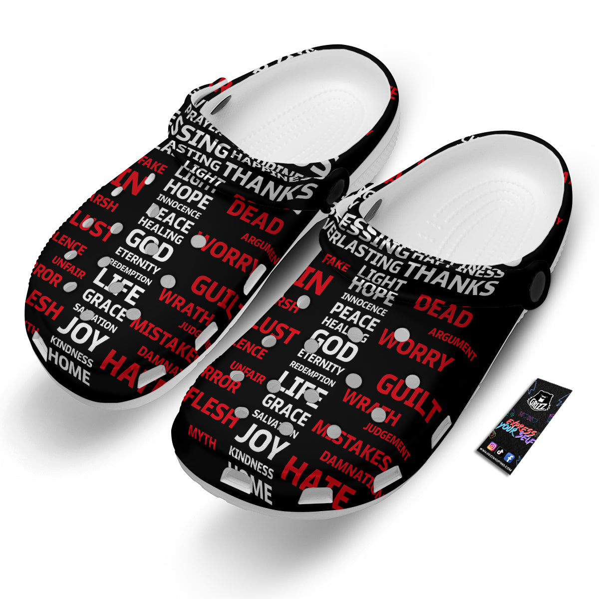Religious Words Christian Cross Print Clog-grizzshop