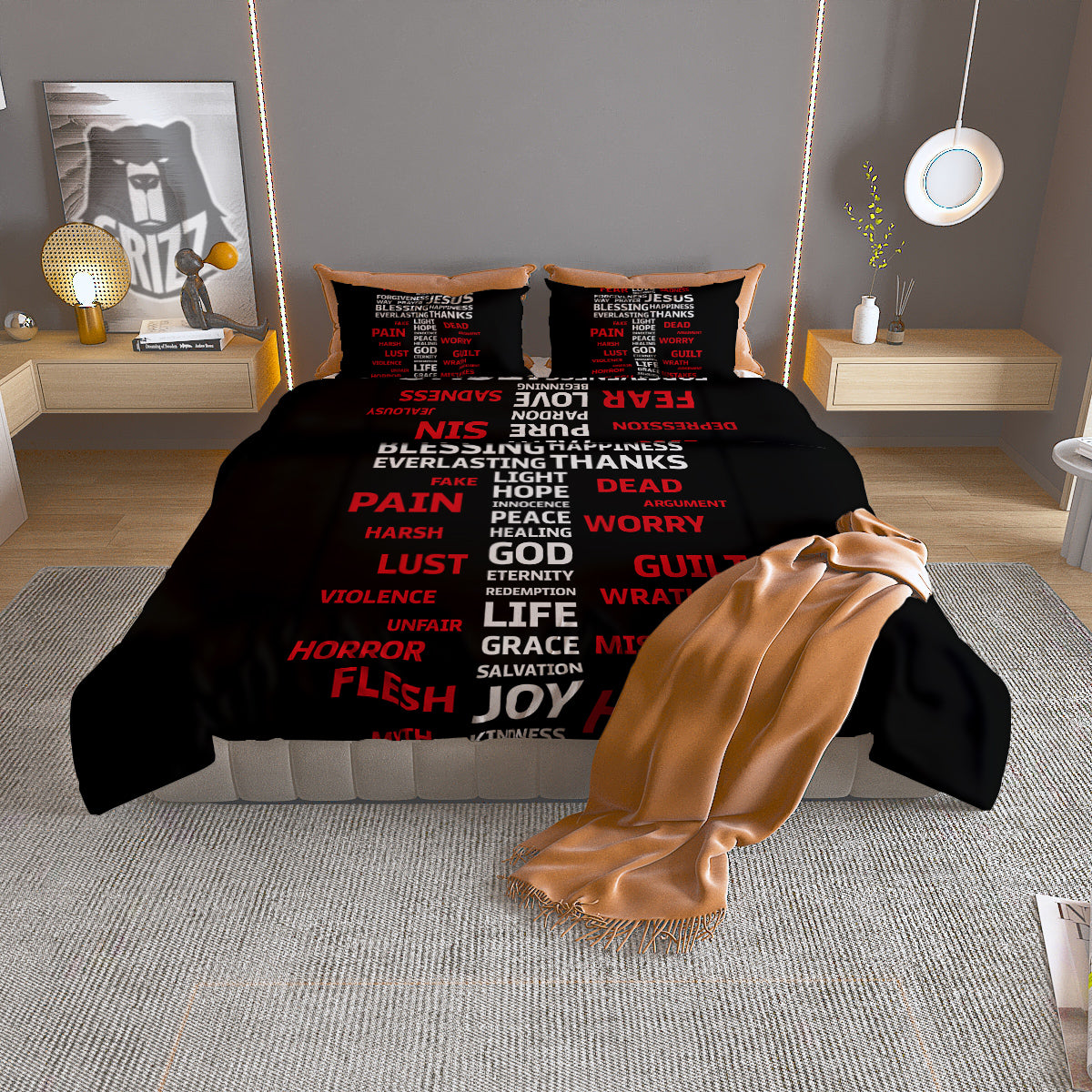 Portrait Golden Retriever Print Duvet Cover Bedding Set