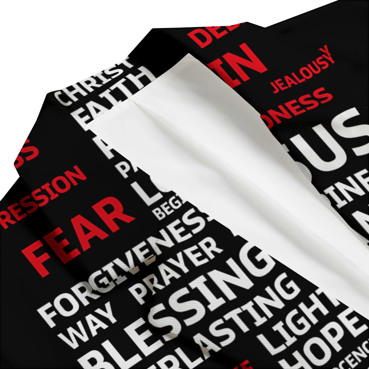 Religious Words Christian Cross Print Men's Blazer-grizzshop