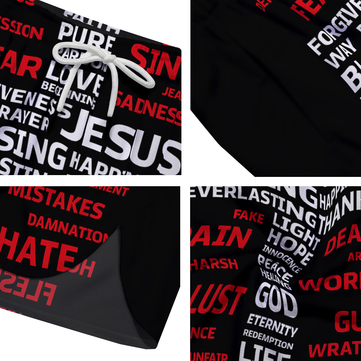Religious Words Christian Cross Print Men's Running Shorts-grizzshop