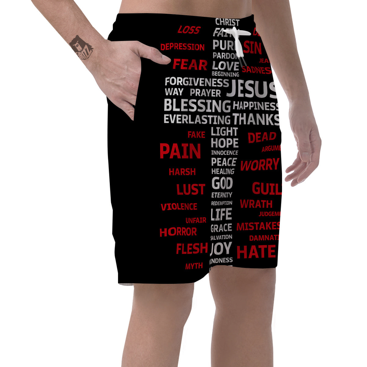 Religious Words Christian Cross Print Men's Shorts-grizzshop