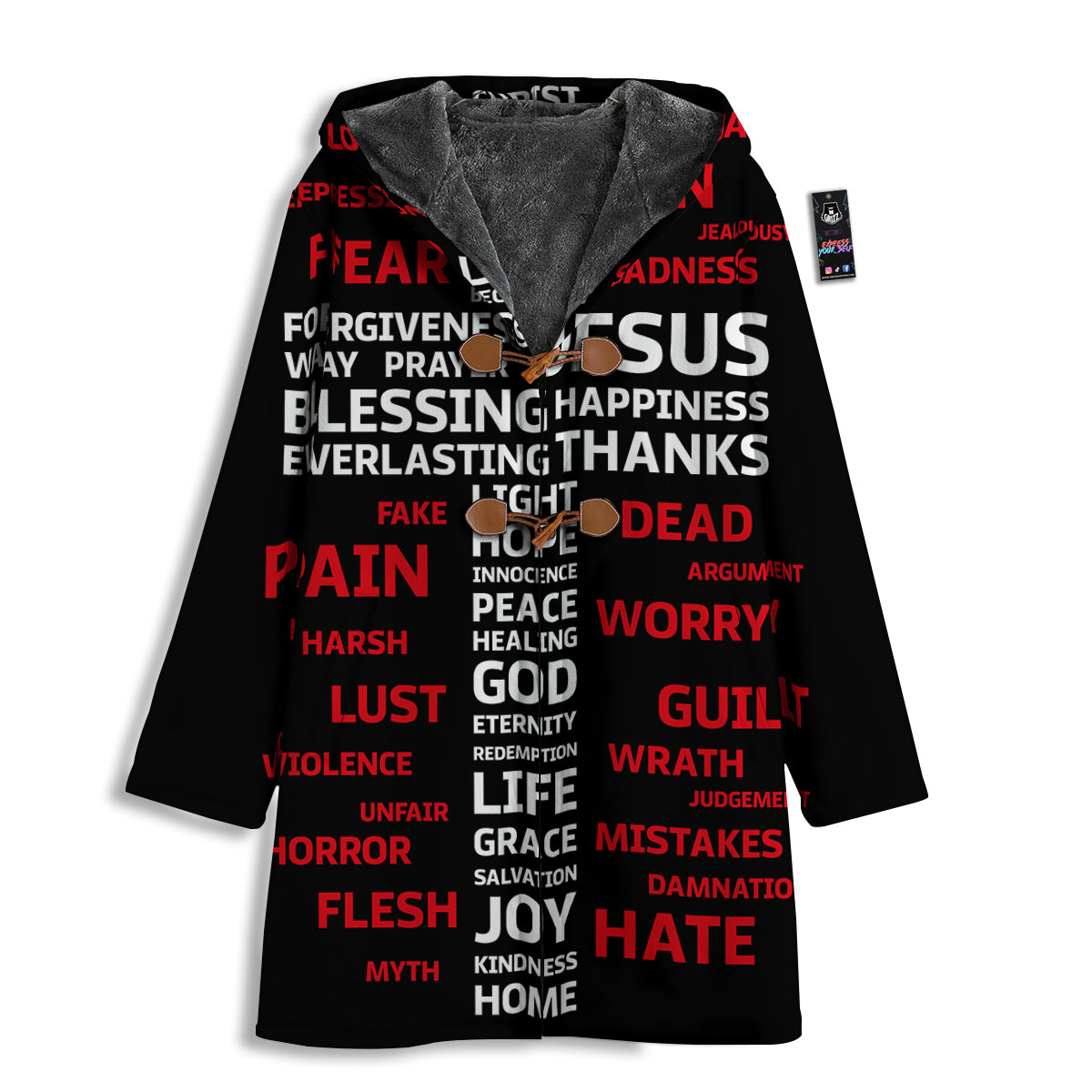 Religious Words Christian Cross Print Men's Windbreaker Jacket-grizzshop