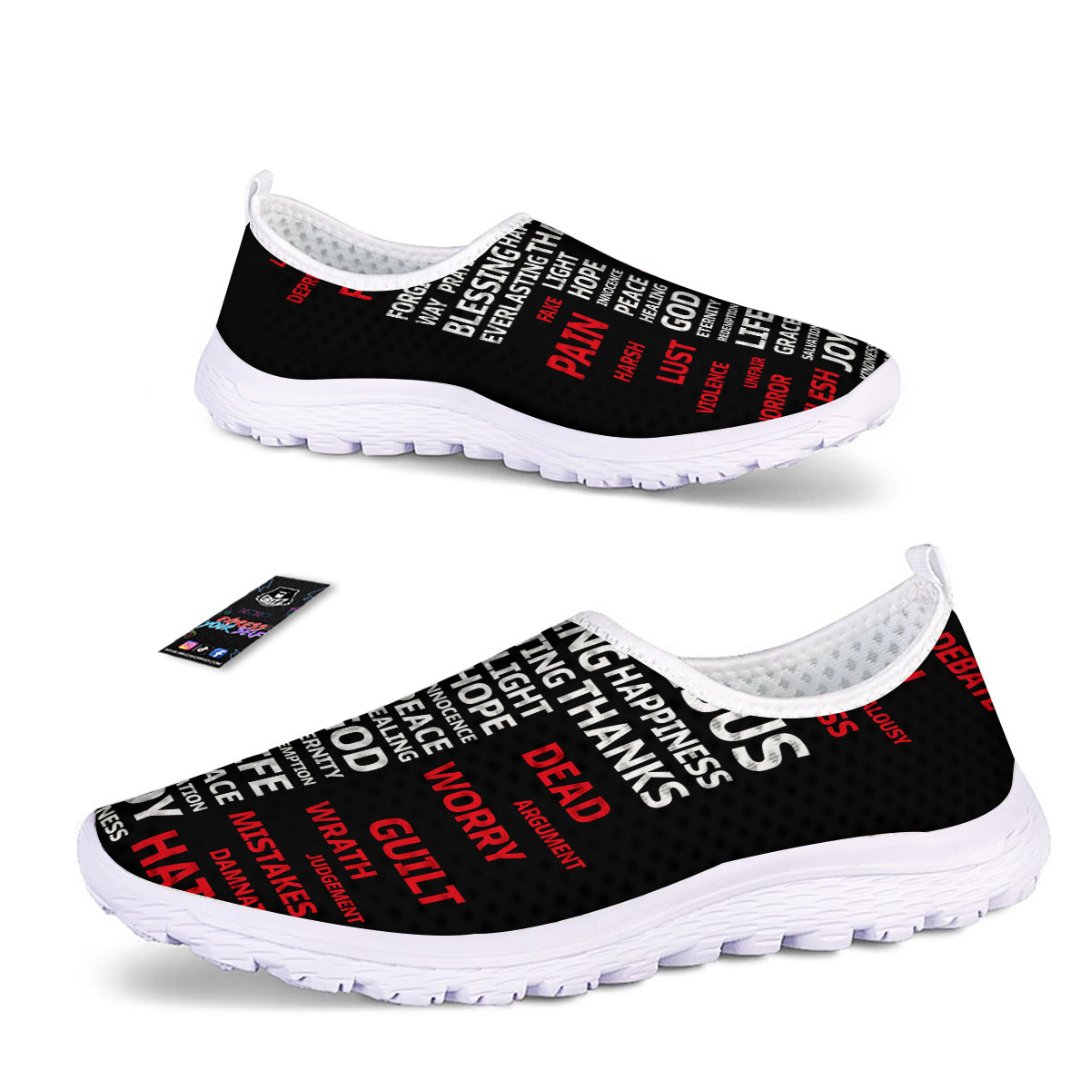 Religious Words Christian Cross Print Nurse Shoes-grizzshop