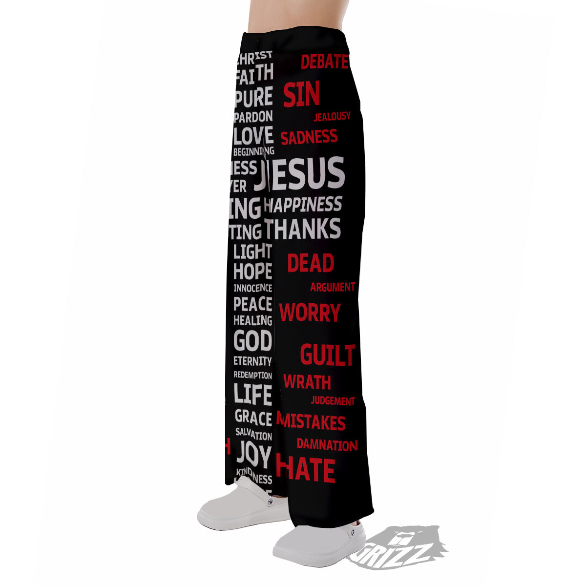 Religious Words Christian Cross Print Pajama Pants-grizzshop