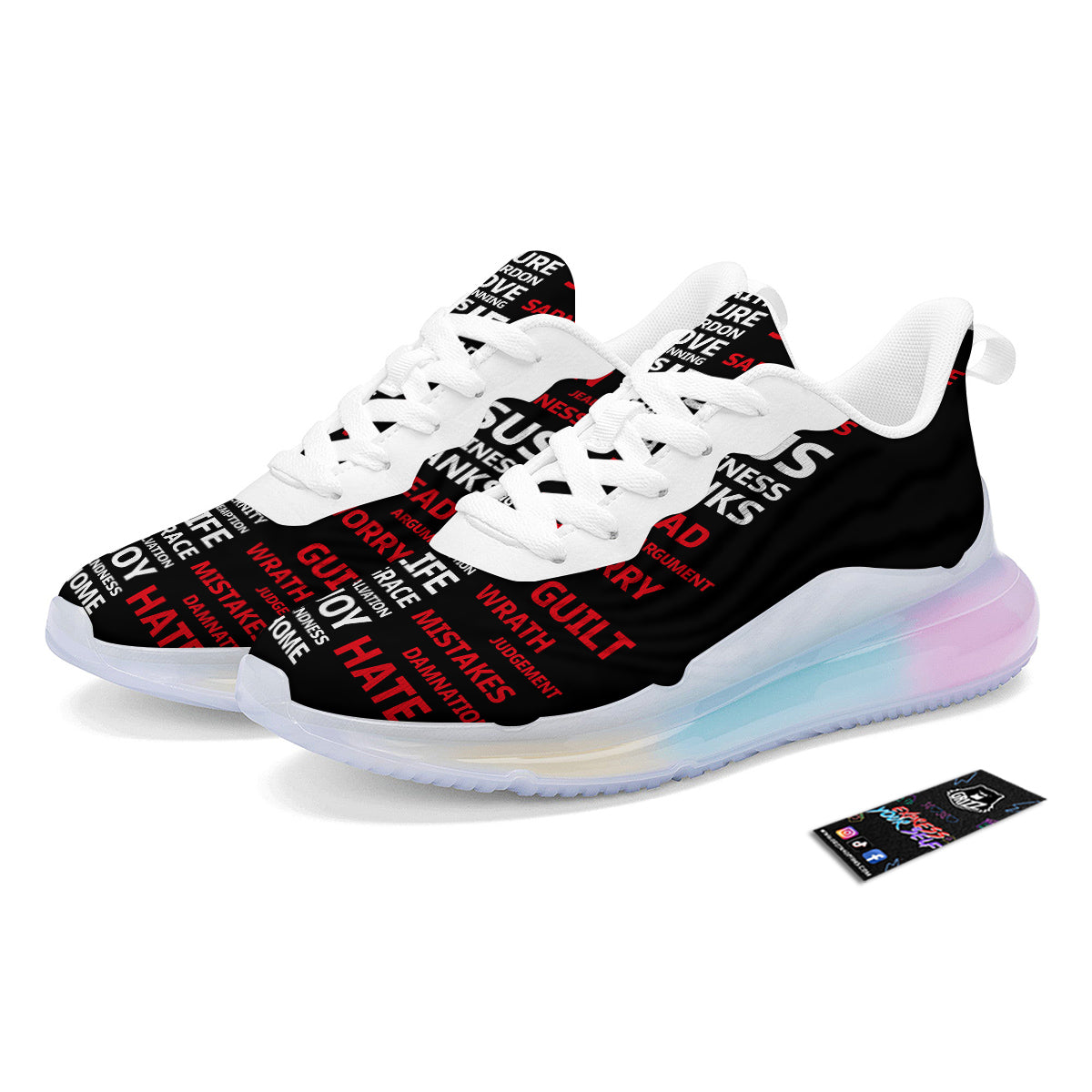 Religious Words Christian Cross Print Running Sneakers-grizzshop