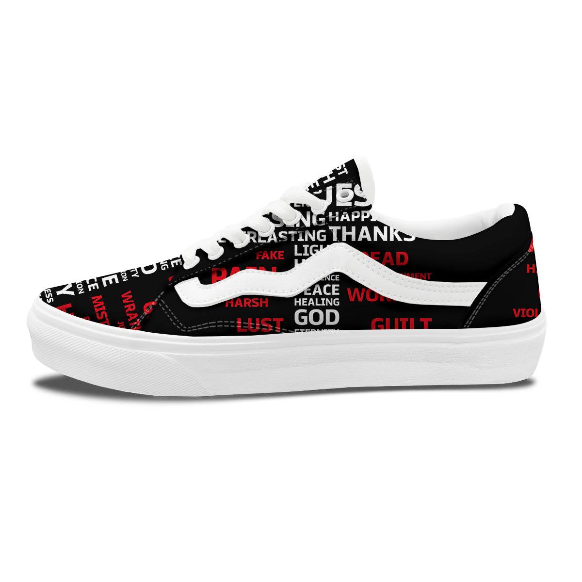 Religious Words Christian Cross Print Skate Shoes-grizzshop